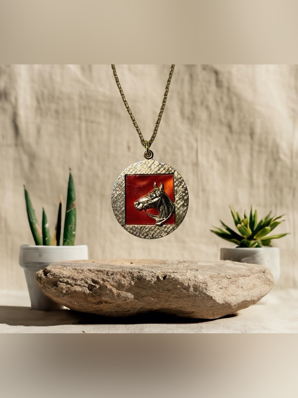 1970’s Equestrian Slide-Open Locket Necklace
